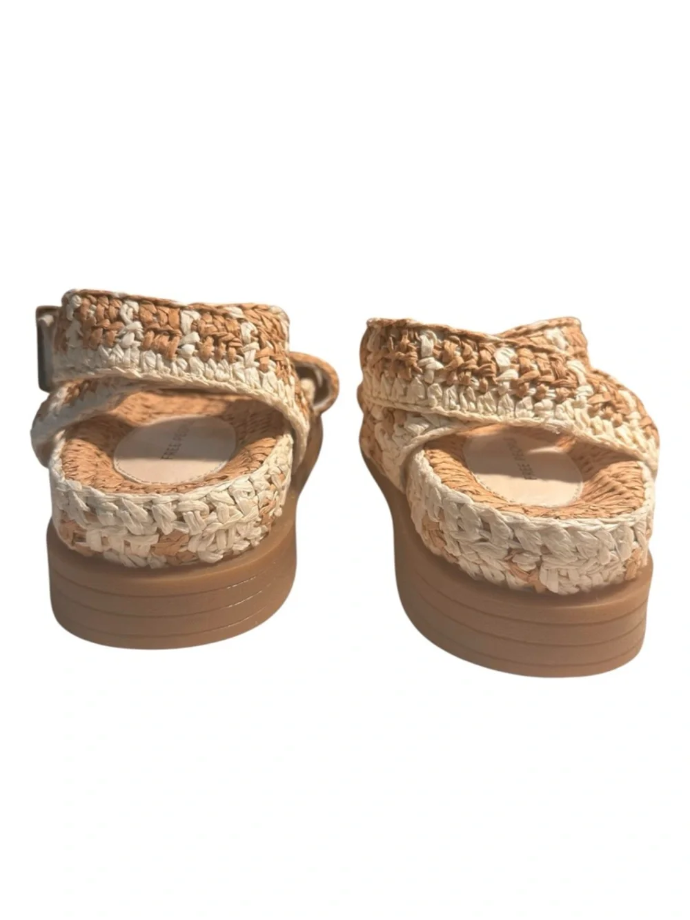 Free People Roma Raffia Sandals Size 9 Woven Platform Ankle Strap Boho Summer - Picture 5 of 11